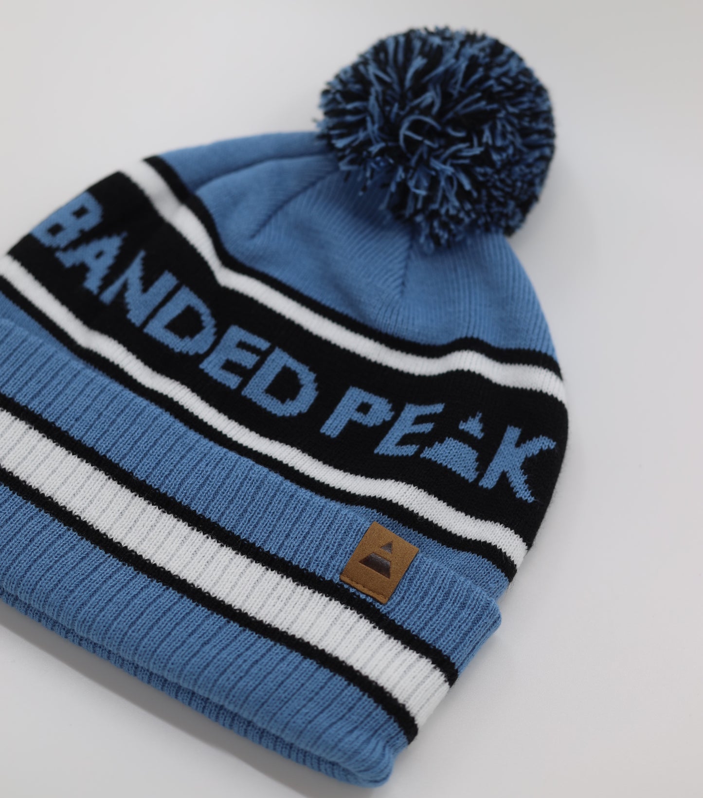 Banded Peak Pom Pom Toque