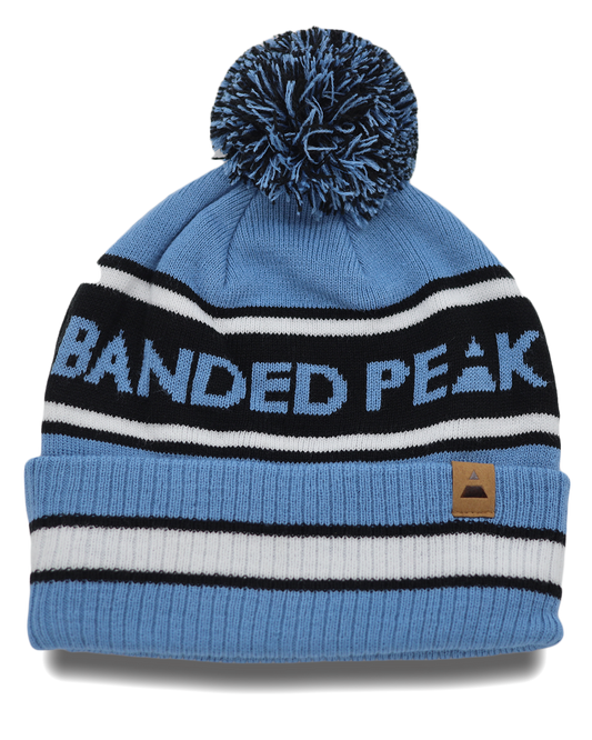 Banded Peak Pom Pom Toque